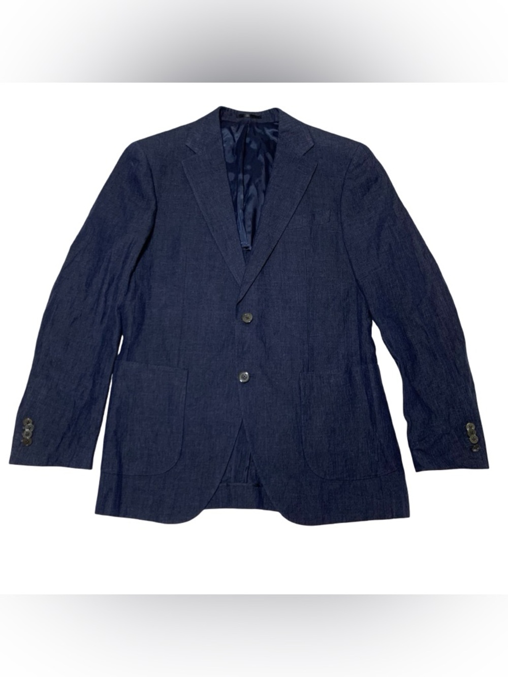 Ermenegildo Zegna 100% Linen Navy Blue Blazer Mens Size US 40